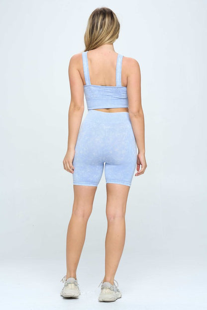 Mineral wash seamless biker shorts set GOTIQUE Collections