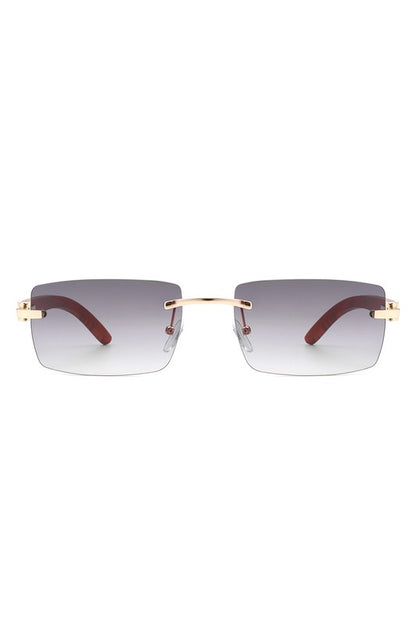 Rectangle Rimless Retro Tinted Sunglasses