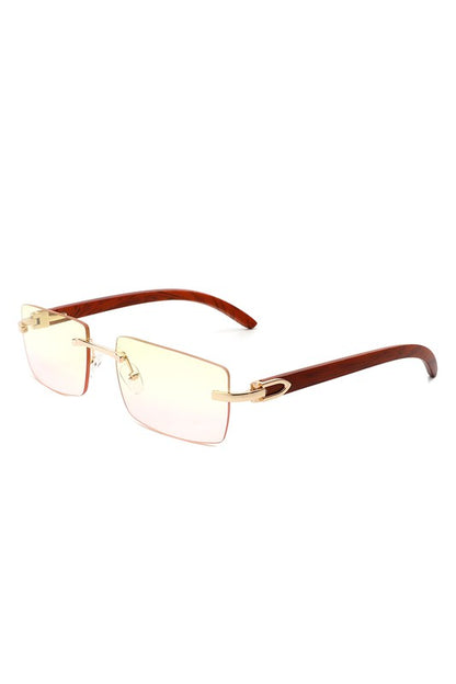 Rectangle Rimless Retro Tinted Sunglasses