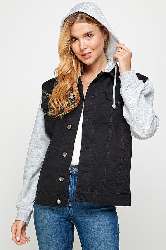 Women's Denim Jacket with Fleece Hoodies GOTIQUE Collections