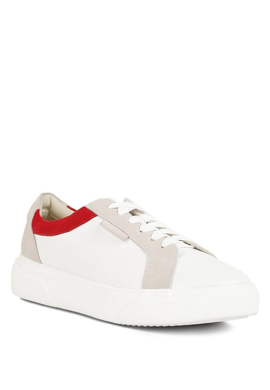 Red Block Leather Sneakers