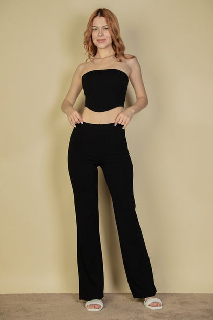 Strapless Corset Top & Flare Pants Set GOTIQUE Collections