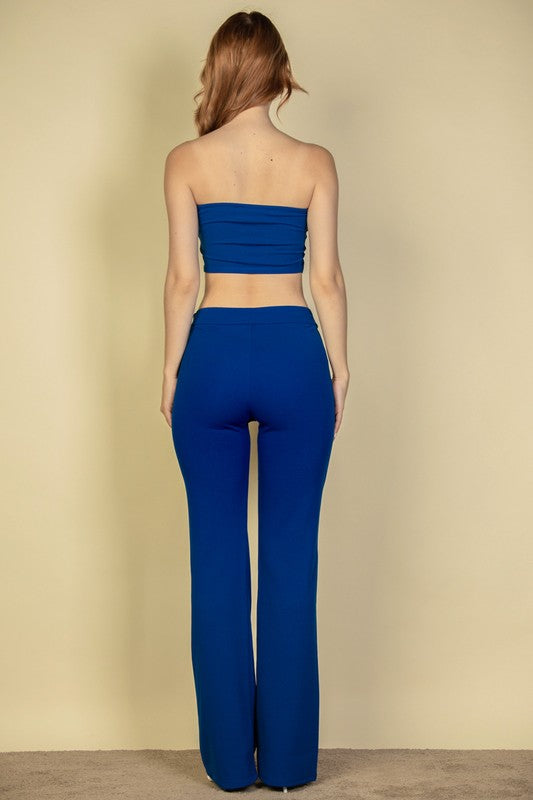 Strapless Corset Top & Flare Pants Set GOTIQUE Collections