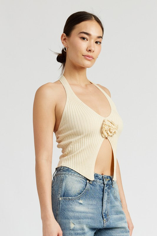 Rosette Split Front Halter Top GOTIQUE Collections