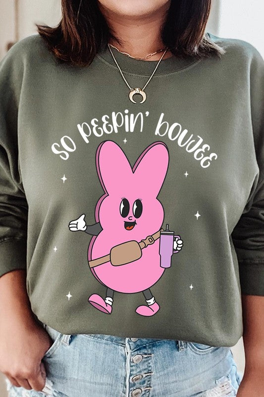 Peepin Tumbler Bunny Graphic Fleece Sweatshirts GOTIQUE Collections