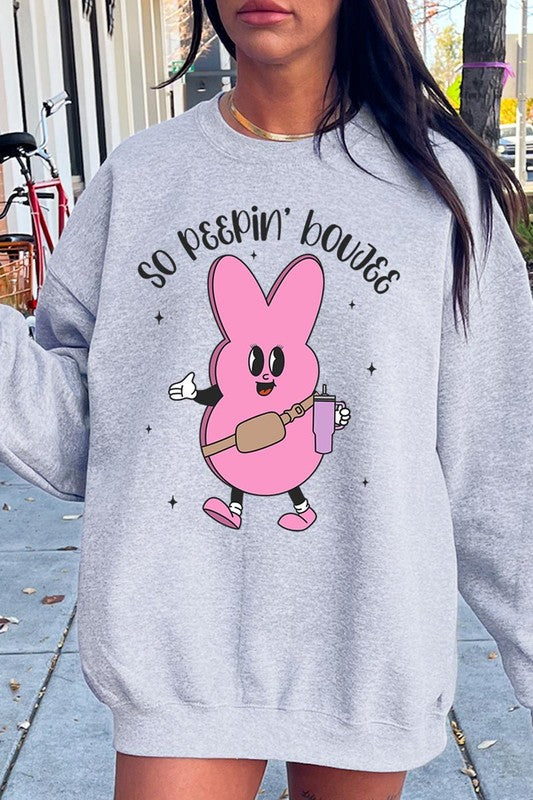 Peepin Tumbler Bunny Graphic Fleece Sweatshirts GOTIQUE Collections