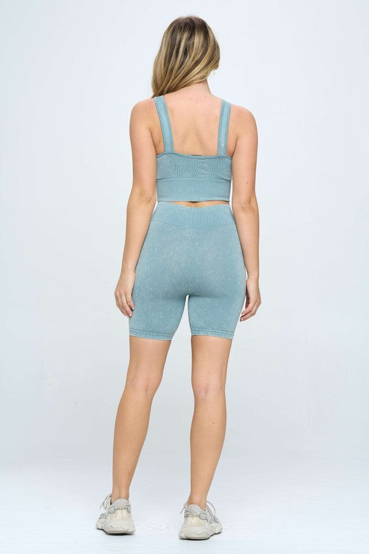 Mineral wash seamless biker shorts set GOTIQUE Collections