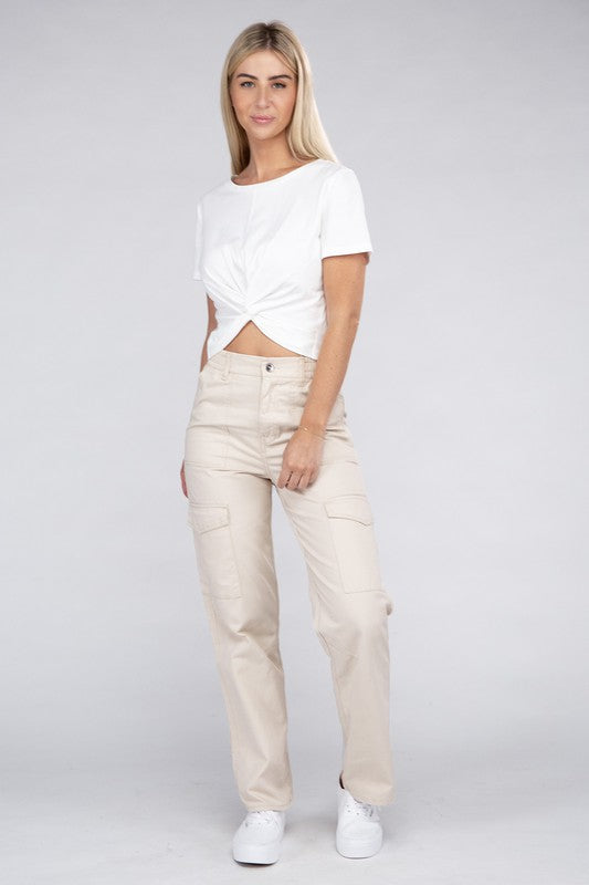 Everyday Wear Elastic-Waist Cargo Pants GOTIQUE Collections