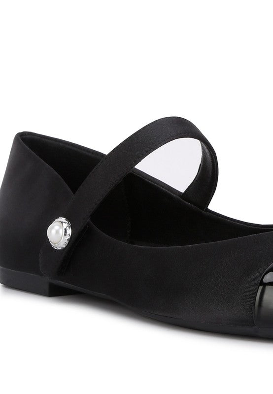 ALBI Patent Toe Cap Satin Ballet-inspired Mary Jane Shoes GOTIQUE Collections