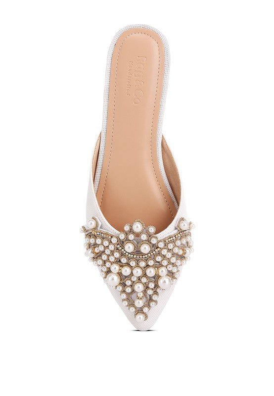 ASTRE Embellished Delicate Pearl Mules GOTIQUE Collections