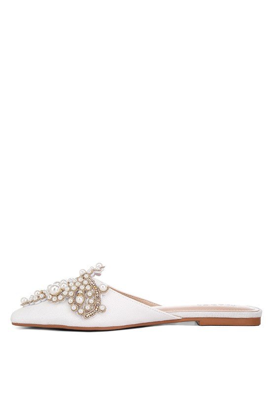 ASTRE Embellished Delicate Pearl Mules GOTIQUE Collections