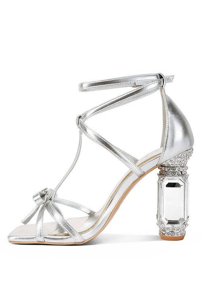 Affluence T Strap Stone Encrusted Heeled Sandal GOTIQUE Collections