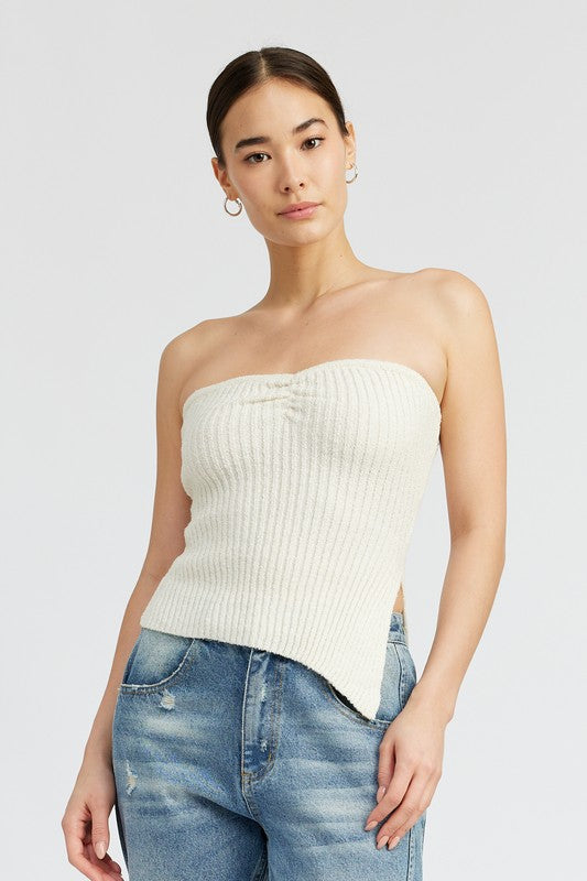 Asymmetrical Ruched Tube Top GOTIQUE Collections