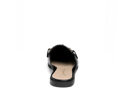 BEGONIA Buckled Faux Leather Croc Mules GOTIQUE Collections