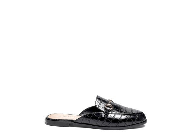 BEGONIA Buckled Faux Leather Croc Mules GOTIQUE Collections