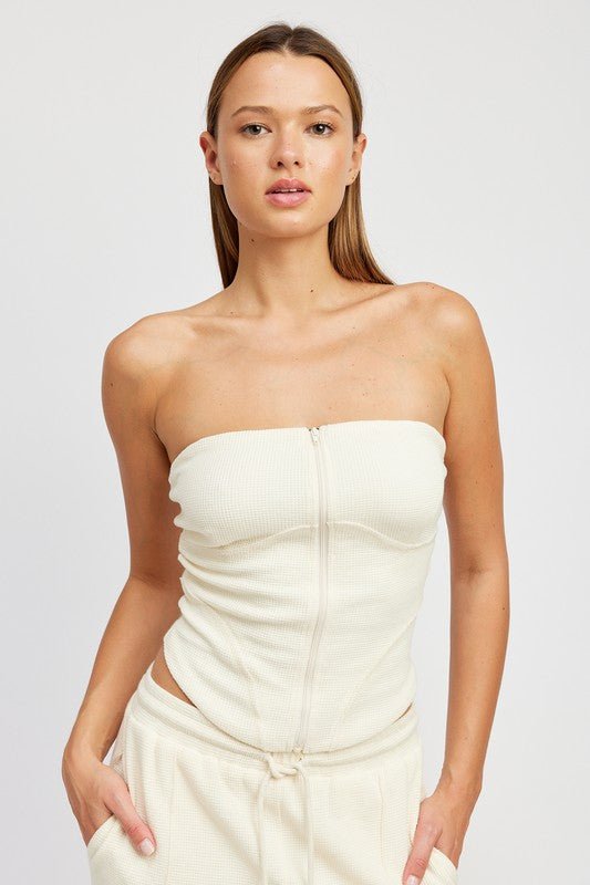 Basic Zip Up Tube Top GOTIQUE Collections