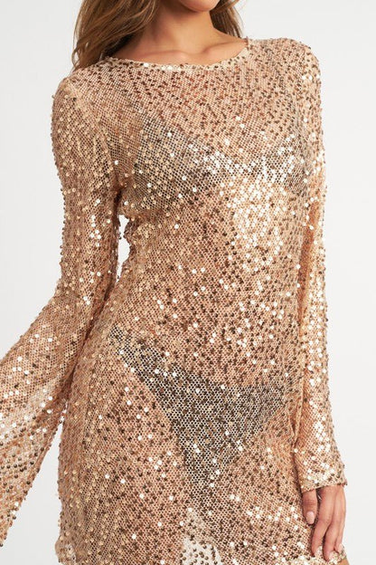 Bell Sleeve Sequins Mini Dress GOTIQUE Collections