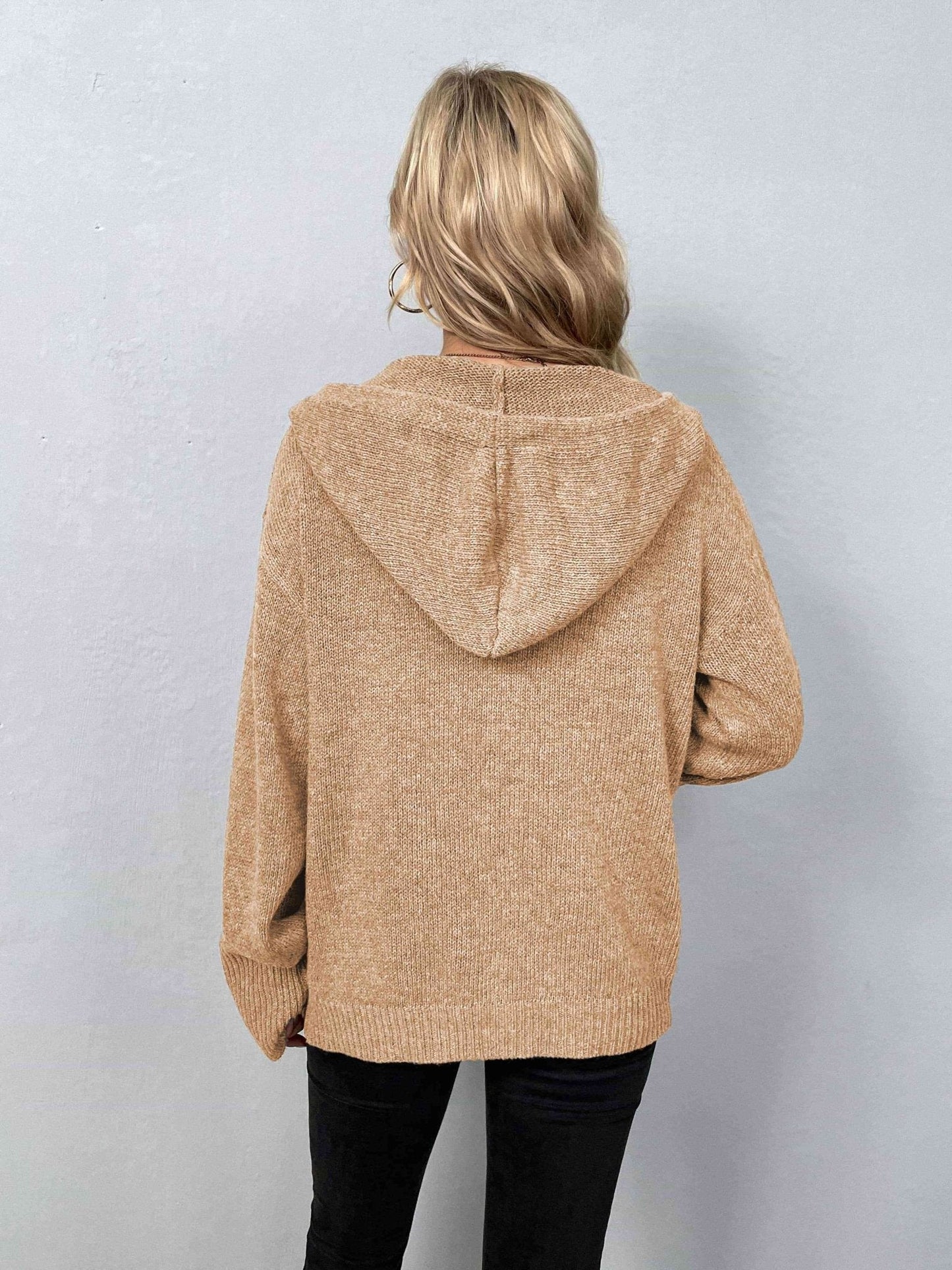 Button-Down Long Sleeve Hooded Sweater GOTIQUE Collections