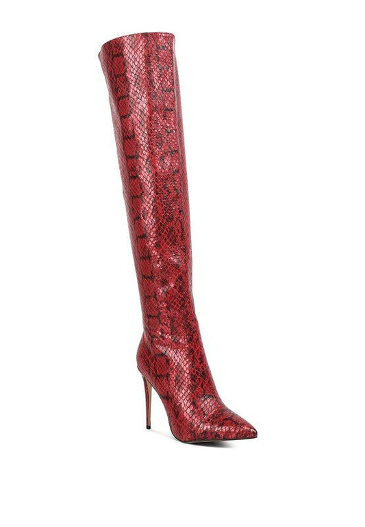 CATALINA Snake Print Stiletto Knee Boots GOTIQUE Collections