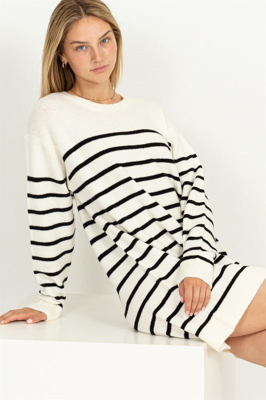 Casually Chic Striped Sweater Dress GOTIQUE Collections