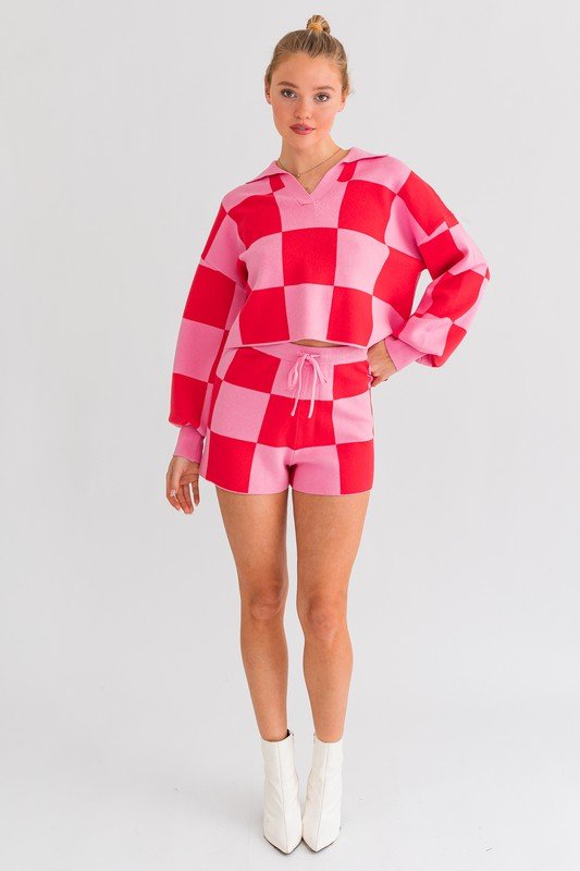 Checkered Sweater Shorts GOTIQUE Collections