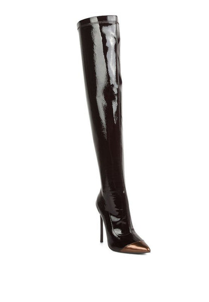 Chimes High Heel Patent Long Boots GOTIQUE Collections