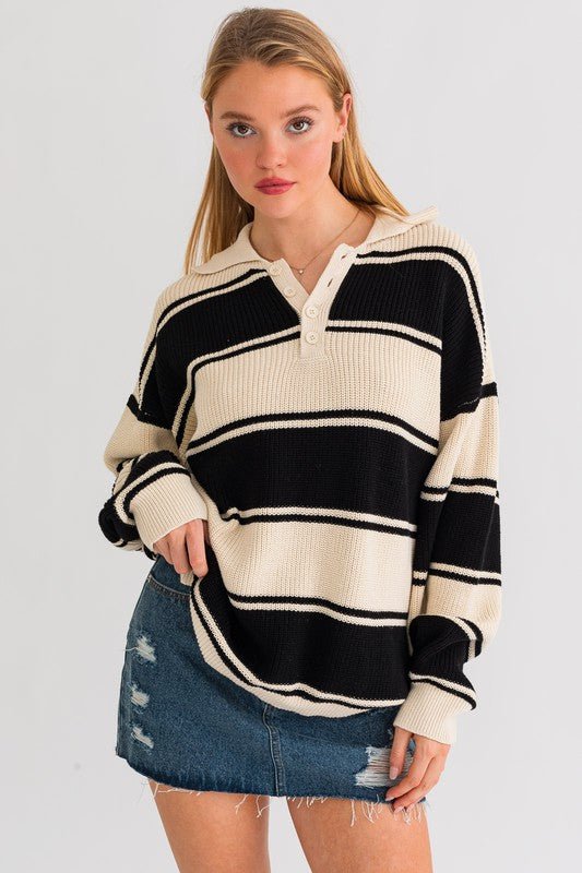 Collared Oversized Sweater Top GOTIQUE Collections