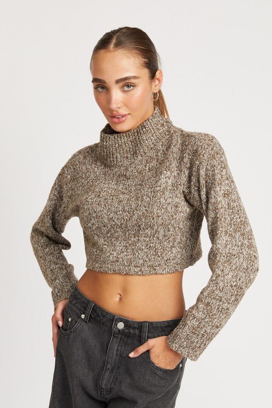 Contrasted Turtle Neck Crop Top GOTIQUE Collections