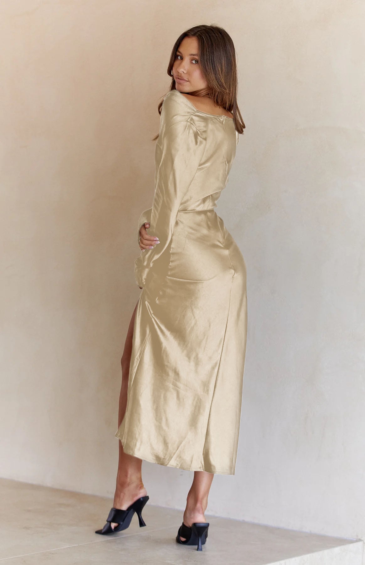 Cowl Neck Long Sleeve Maxi Dress GOTIQUE Collections