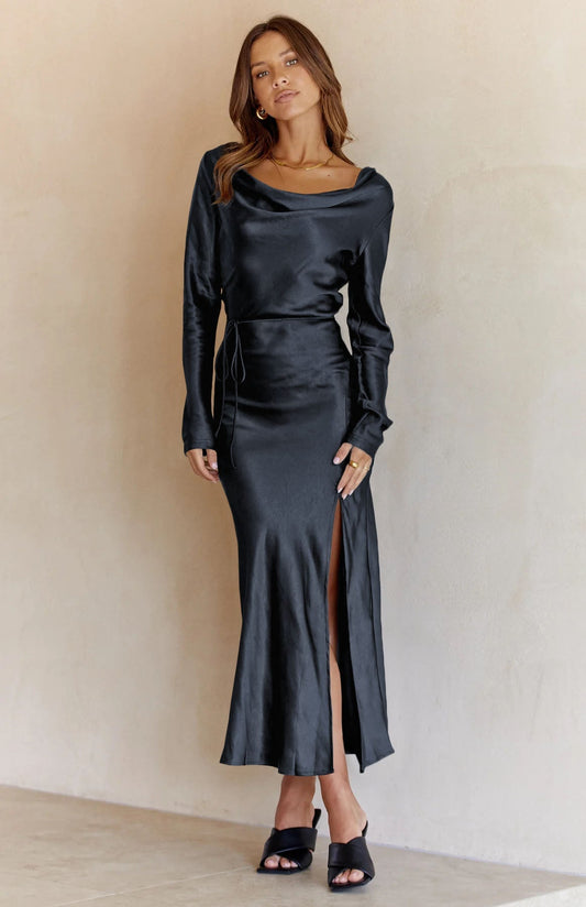 Cowl Neck Long Sleeve Maxi Dress GOTIQUE Collections