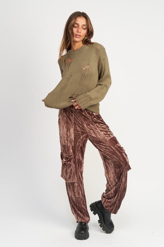 Distressed Oversized Knit Sweater GOTIQUE Collections