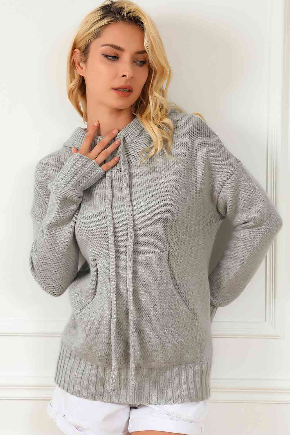 Drawstring Hooded Sweater with Pocket GOTIQUE Collections