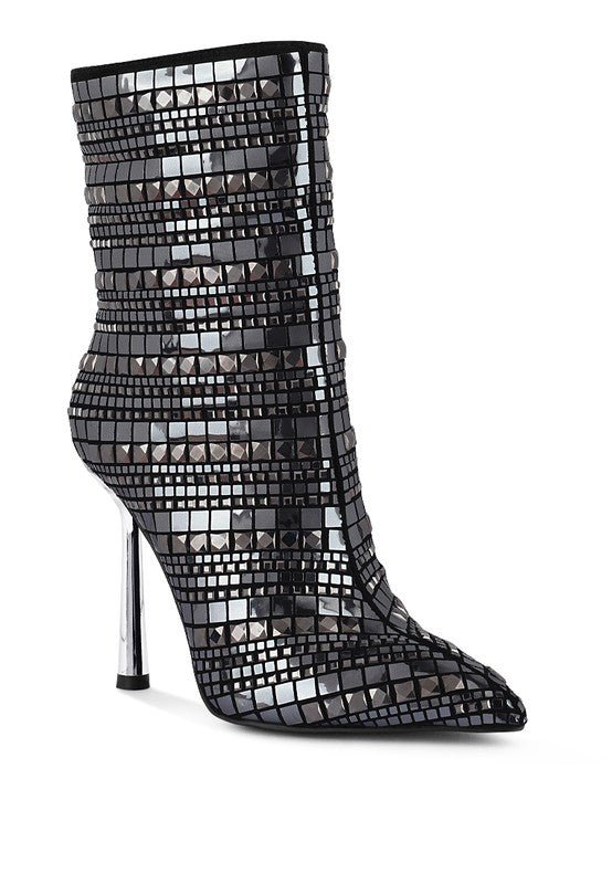 Extravagance Mirror Embellished Stiletto Boots GOTIQUE Collections