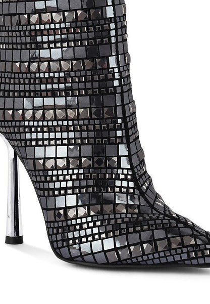 Extravagance Mirror Embellished Stiletto Boots GOTIQUE Collections