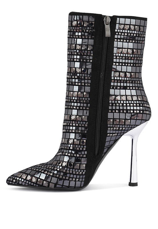 Extravagance Mirror Embellished Stiletto Boots GOTIQUE Collections