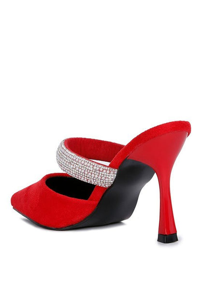 FAUCI Diamante Strap Heeled Mules GOTIQUE Collections