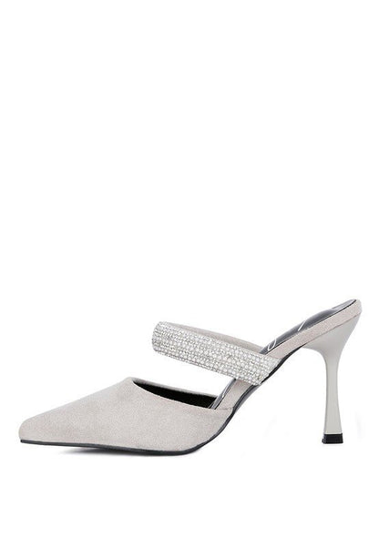 FAUCI Diamante Strap Heeled Mules GOTIQUE Collections