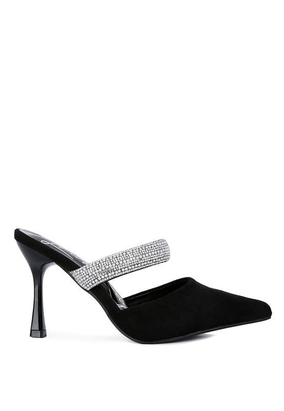 FAUCI Diamante Strap Heeled Mules GOTIQUE Collections