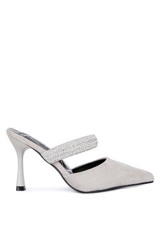 FAUCI Diamante Strap Heeled Mules GOTIQUE Collections