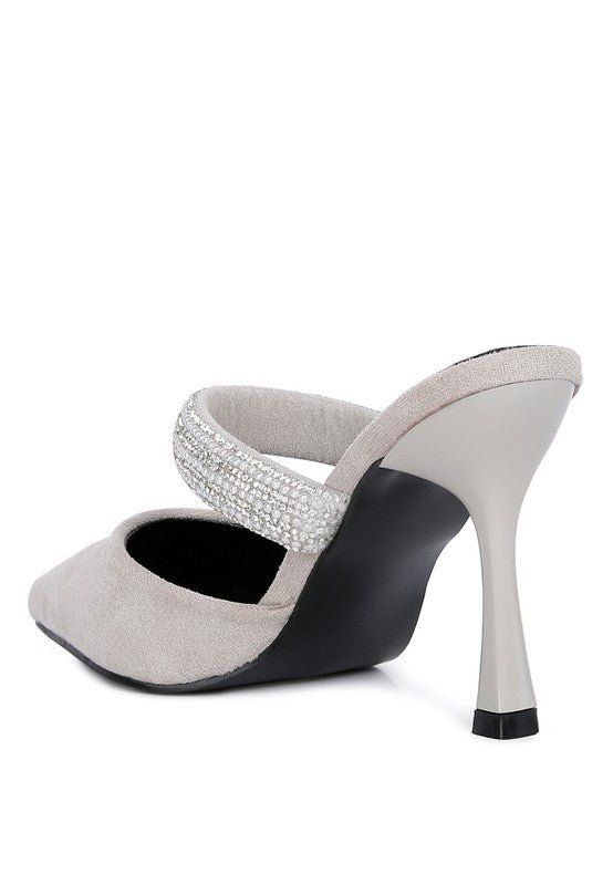 FAUCI Diamante Strap Heeled Mules GOTIQUE Collections