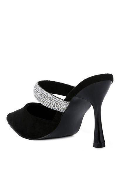 FAUCI Diamante Strap Heeled Mules GOTIQUE Collections