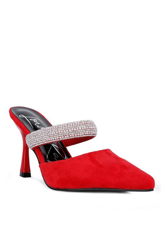 FAUCI Diamante Strap Heeled Mules GOTIQUE Collections