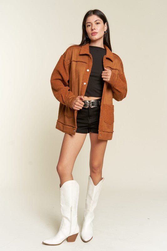 Faux Sherpa and Suede Jacket GOTIQUE Collections