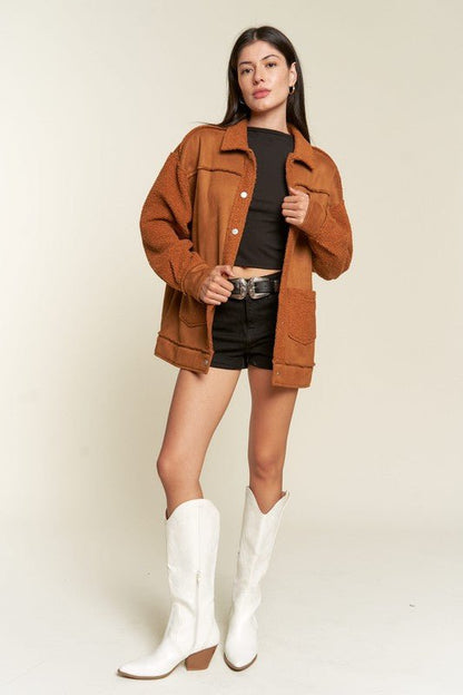 Faux Sherpa and Suede Jacket GOTIQUE Collections