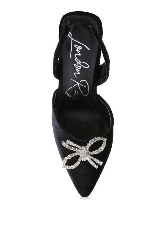 Firebird Velvet Diamante Heeled Slingback Shoes GOTIQUE Collections