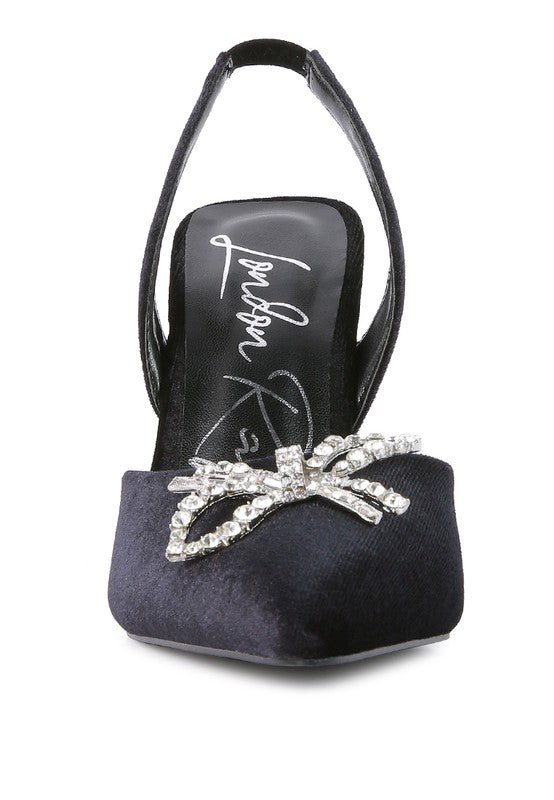 Firebird Velvet Diamante Heeled Slingback Shoes GOTIQUE Collections