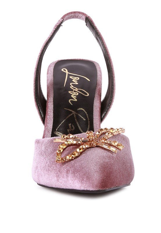 Firebird Velvet Diamante Heeled Slingback Shoes GOTIQUE Collections