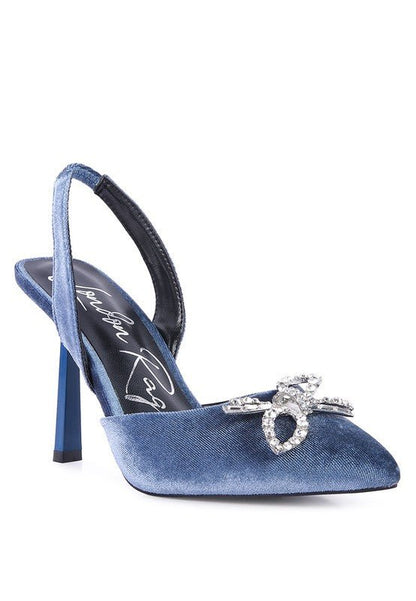 Firebird Velvet Diamante Heeled Slingback Shoes GOTIQUE Collections