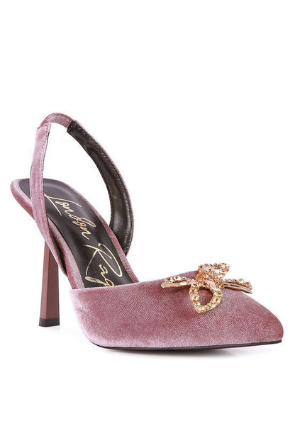 Firebird Velvet Diamante Heeled Slingback Shoes GOTIQUE Collections