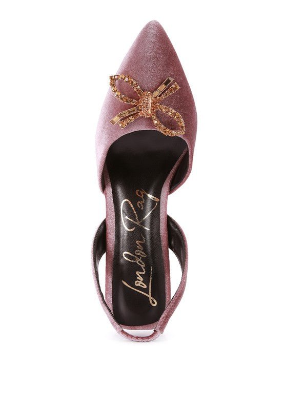 Firebird Velvet Diamante Heeled Slingback Shoes GOTIQUE Collections